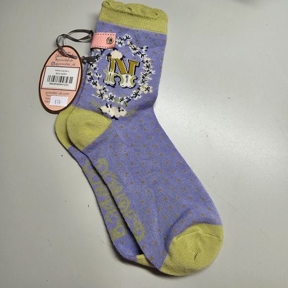 Powder Accessories - Purple Bamboo Letter N Ankle Socks Soft Women's Socks Perfect Gift by Powder